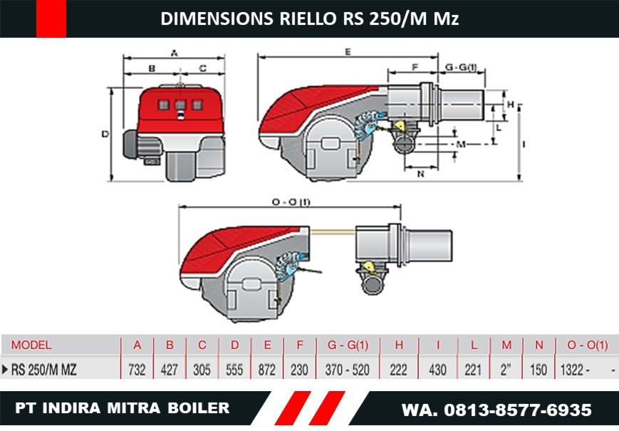 DIMENSIONS RIELLO RS 250 M Mz