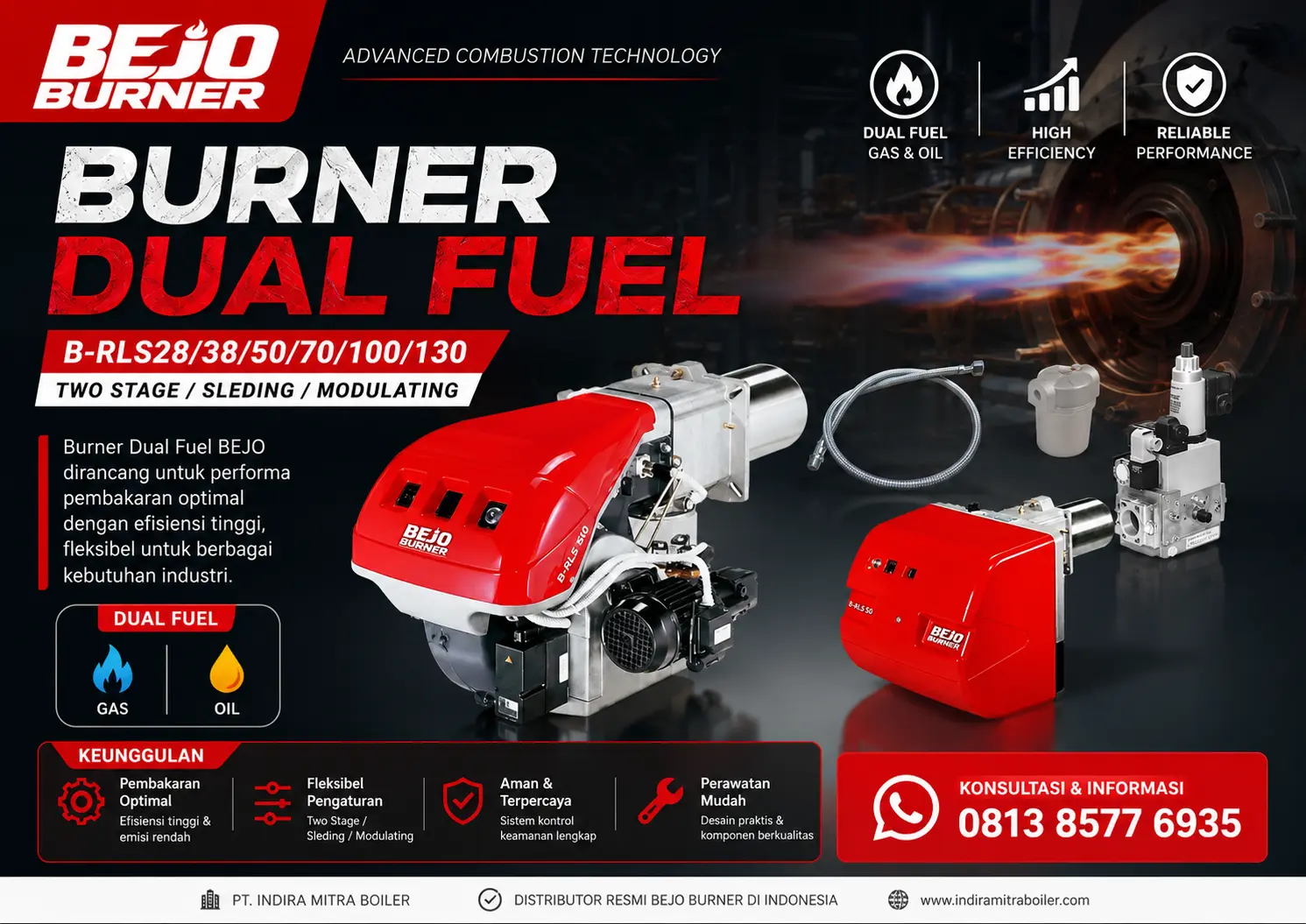 DUAL FUEL BURNER BEJO RLS 28-38-50-70-100-130