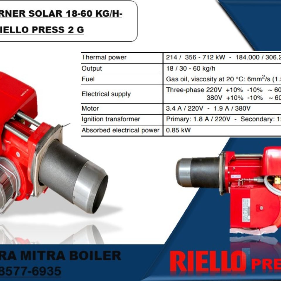 JUAL BURNER SOLAR 18-60 KG PER JAM – RIELLO PRESS 2 G