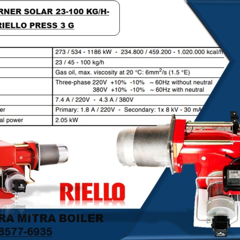 JUAL BURNER SOLAR 23-100 KG PER JAM – RIELLO PRESS 3 G
